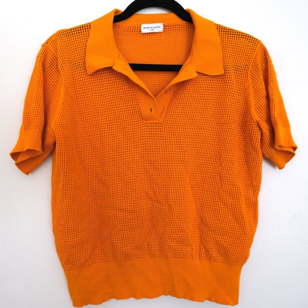 Dries van Noten orange knit polo